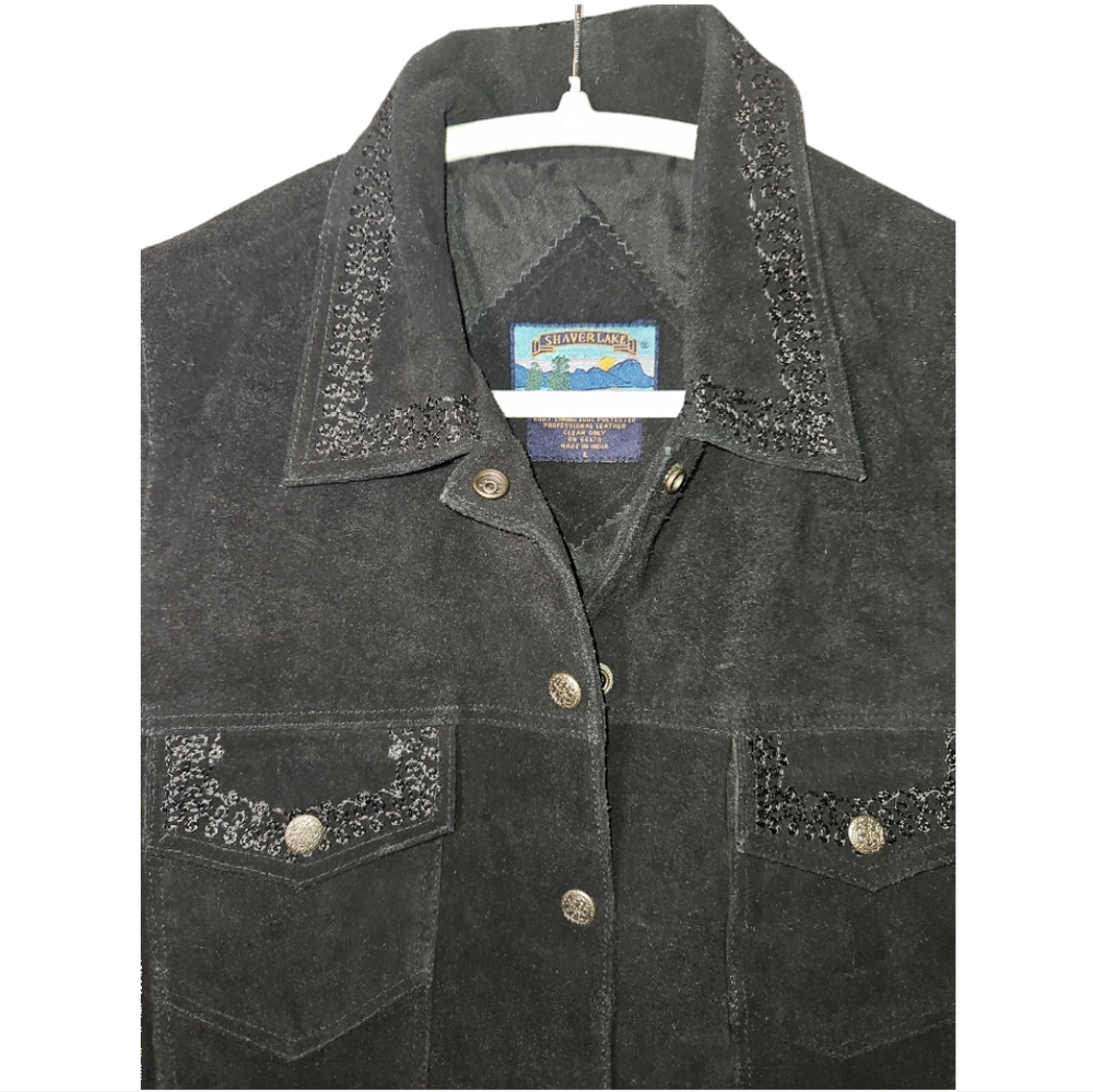 Shaver Lake Suede Leather Vest Black Large - Picture 2 of 6